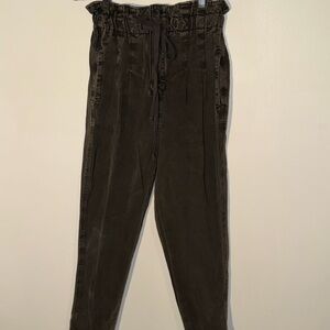Black High-Waisted Paper Bag Pants